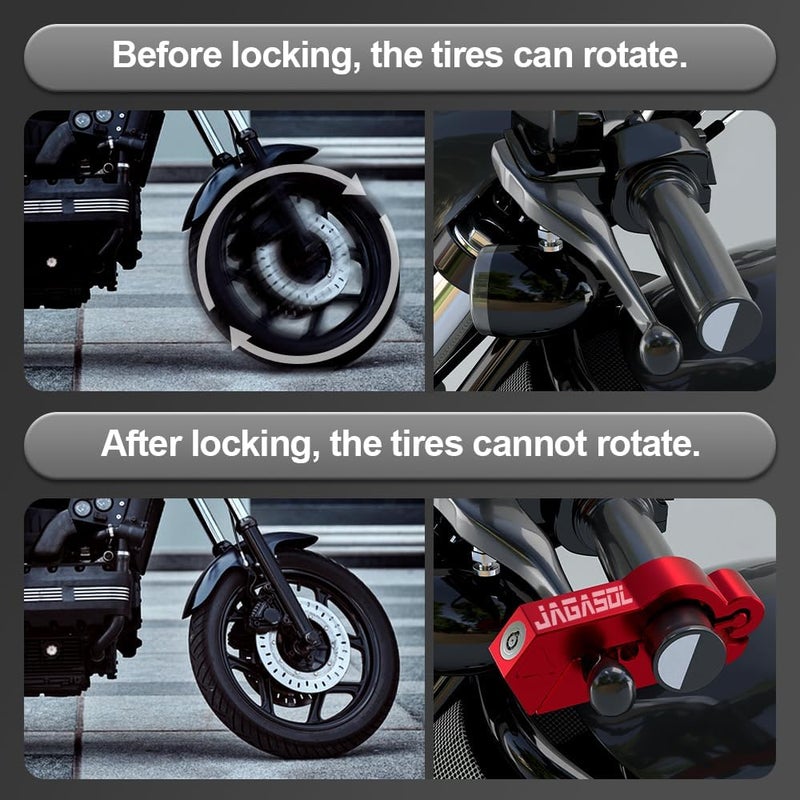 JAGASOL Motorcycle Lock Combo: Helmet & Brake Anti-Theft Handlebar Lock for Moped, Motorbike, Scooters, ATV, Dirt Bike, Street Bike - Image 5